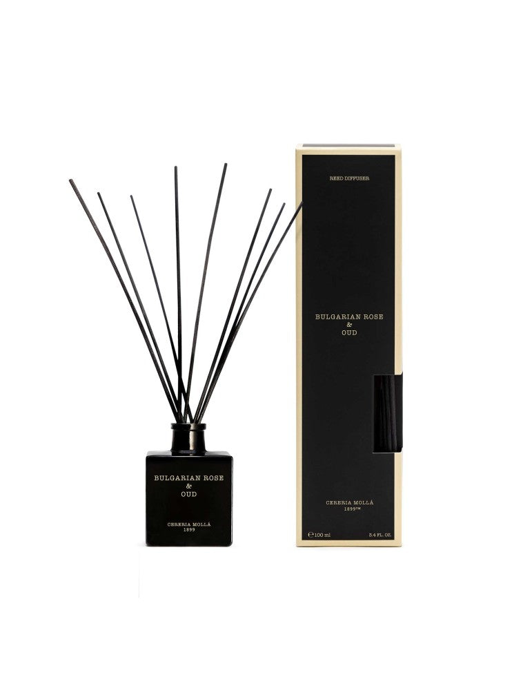 Cereria Mollá 1899 Bulgarian Rose & Oud – Duftdiffuser med pinner, 100 ml